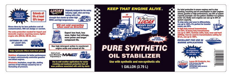 Lucas Oil 10131 Pure Synthetic Oil Stabilizer - 1 Gallon