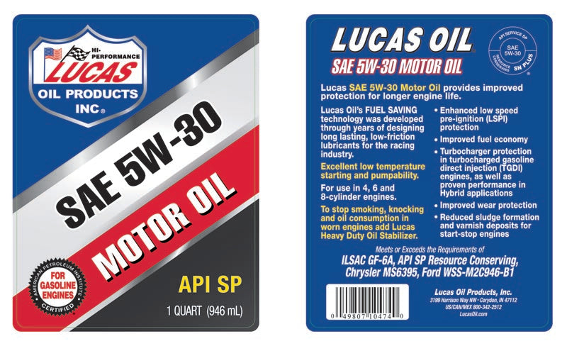 Lucas 5W-30 Petroleum Motor Oils, Qt.