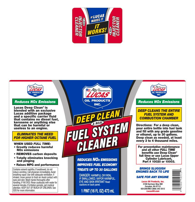 Lucas Deep Clean Fuel System Cleaner, 16 oz.