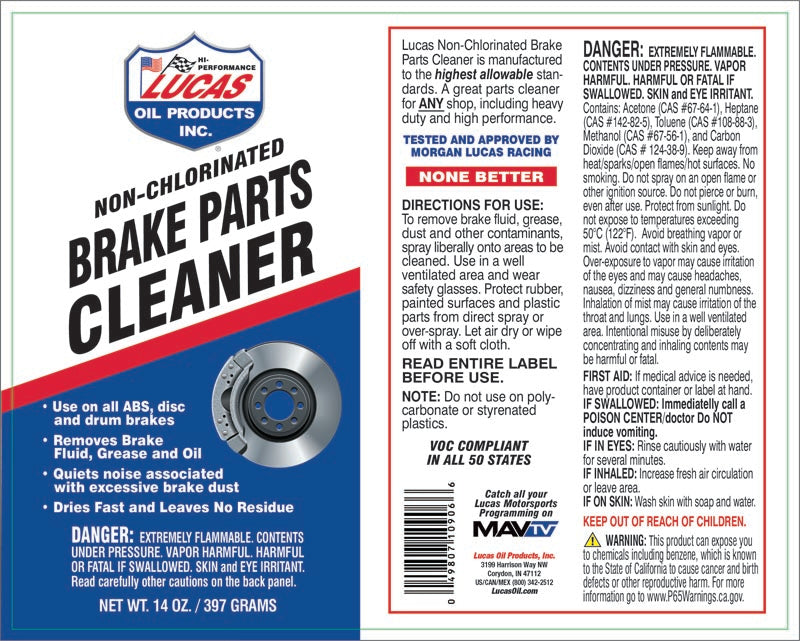 Lucas Brake Parts Cleaner 10906, 14 Ounces