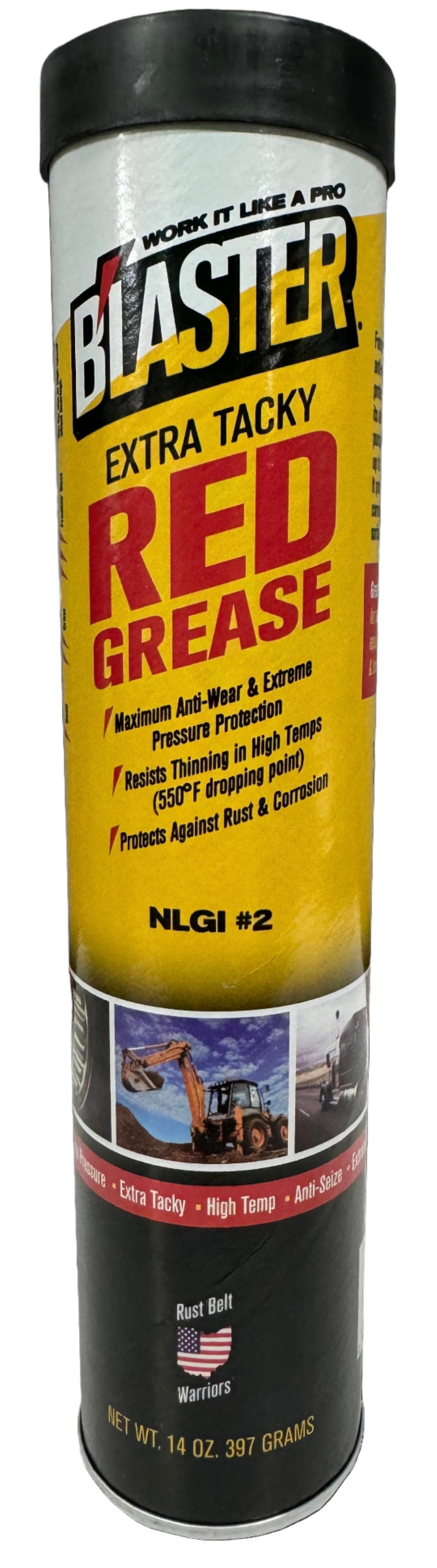 Blaster Multipurpose Extra Tacky Red Grease, Petroleum Base Oil, 14 oz.