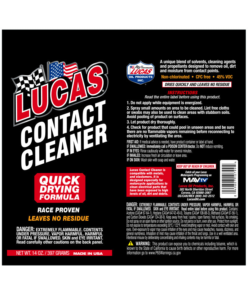 Lucas Contact Cleaner, 14 Oz