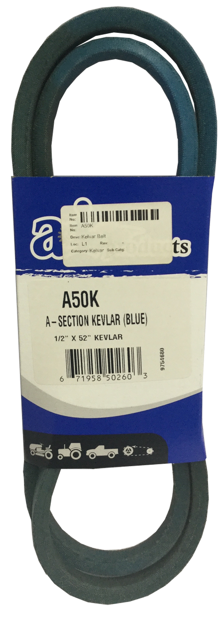 A50K Kevlar Blue V-Belt (1/2" X 52") - Froedge Machine & Supply Co., Inc.