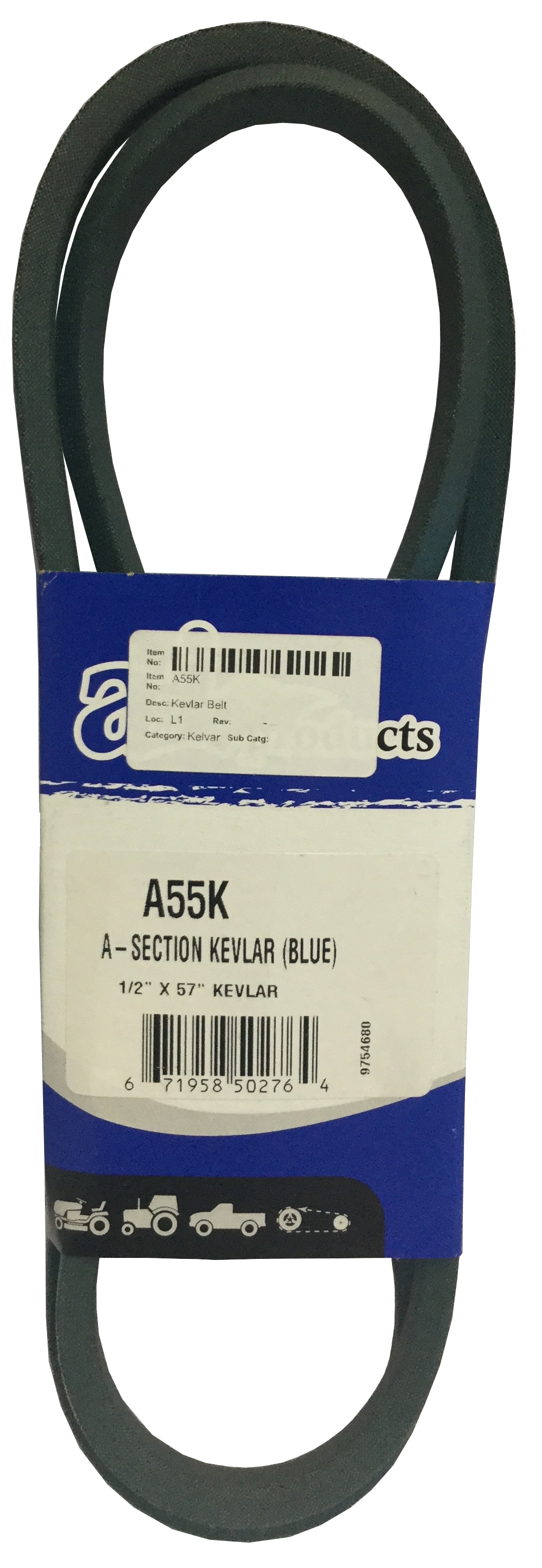 A55K Kevlar Blue V-Belt (1/2" X 57") - Froedge Machine & Supply Co., Inc.