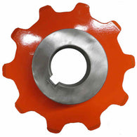 10 Tooth Plate Sprocket. 2.609 inch Pitch x 7/8 Plate with a weld in 1 inch bore hub