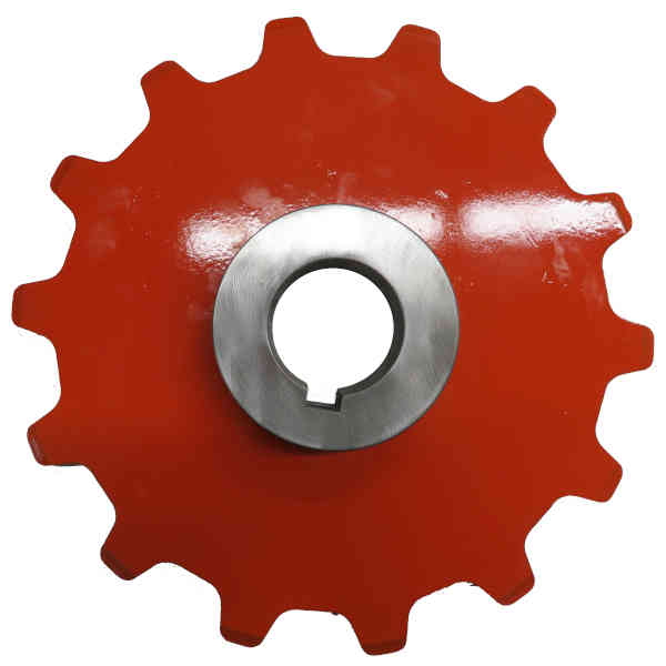 14 Tooth Plate Sprocket. 2.609 inch Pitch x 7/8 Plate with a weld in 1 15/16 inch bore hub